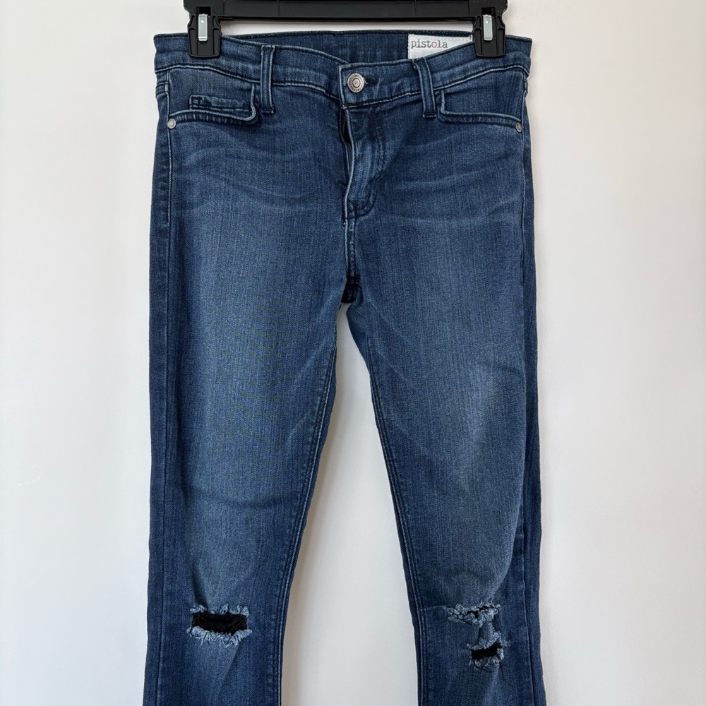Pistola Women's Blue Distressed Skinny Jeans - Picture 1 of 13